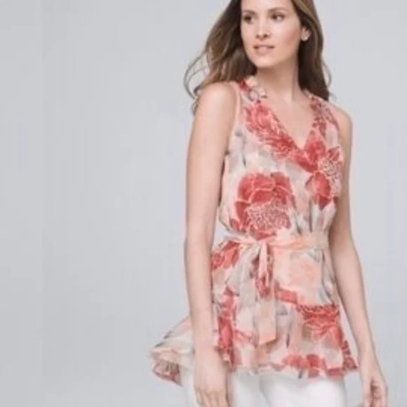 White House Black Market - Sleeveless Top, Tie-Waist, Size S, Flowy Material - Picture 1 of 4